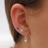 Tiny Pave Rhinestone Hamsa Hand Sterling Silver Minimalist Earrings